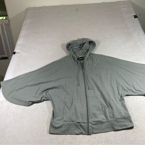 MetroStyle Zip Hoodie Sweatshirt  3/4 Wide Sleeves Large Gray Hoodie Poc…